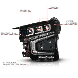 Anzo 111636X - Z-Series Full LED Projector Headlights w/ DRL Switchback & Initiation (Black Housing, Clear Lens)