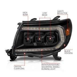 Anzo 111640A - Full LED Projector Headlights w/ Initiation & Sequential Turn Signal (Black Housing, Clear Lens)