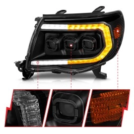 Anzo 111640A - Full LED Projector Headlights w/ Initiation & Sequential Turn Signal (Black Housing, Clear Lens)