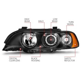 Anzo 121017 - Projector Headlights w/ Halo (Black Housing, Clear Lens)