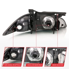 Anzo 121019 - Crystal Headlights w/ Corner Lights (Black Housing, Clear Lens)