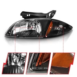 Anzo 121019 - Crystal Headlights w/ Corner Lights (Black Housing, Clear Lens)