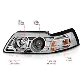 Anzo 121043 - Projector Headlights (Chrome Housing, Clear Lens)