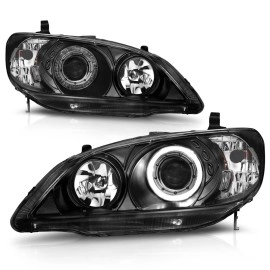 Anzo 121059 - Projector Headlights w/ LED Halo (Black Housing, Clear Lens)