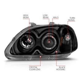 Anzo 121068 - Projector Headlights w/ Halo (Black Housing, Clear Lens)