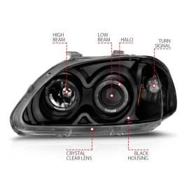 Anzo 121068 - Projector Headlights w/ Halo (Black Housing, Clear Lens)