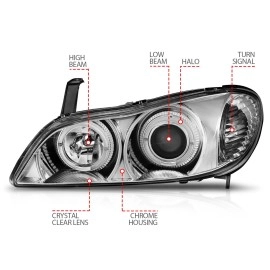 Anzo 121078 - Projector Headlights w/ Halo (Chrome Housing, Clear Lens)