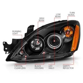 Anzo 121102 - Projector Headlights w/ RX Halo (Black Housing, Clear Lens)