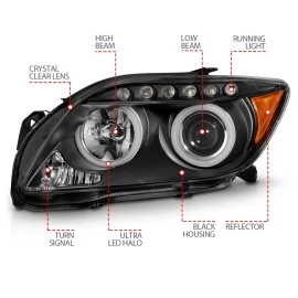 Anzo 121119 - Projector Headlights w/ RX Halo (Black Housing, Clear Lens)