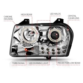 Anzo 121136 - Projector Headlights w/ RX Halo (Chrome Housing, Clear Lens)