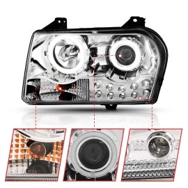 Anzo 121136 - Projector Headlights w/ RX Halo (Chrome Housing, Clear Lens)