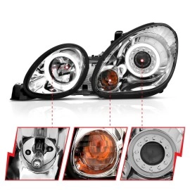 Anzo 121143 - Projector Headlights w/ RX Halo (Chrome Housing, Clear Lens)