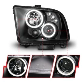 Anzo 121166 - Projector Headlights w/ RX Halo (Black Housing, Clear Lens)