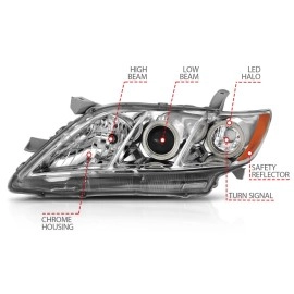 Anzo 121180 - Projector Headlights w/ RX Halo (Chrome Housing, Clear Lens)