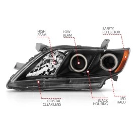 Anzo 121181 - Projector Headlights w/ RX Halo (Black Housing, Clear Lens)