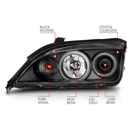 Anzo 121198 - Projector Headlights w/ RX Halo (Black Housing, Clear Lens)