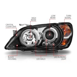 Anzo 121199 - Projector Headlights w/ RX Halo (Black Housing, Clear Lens)