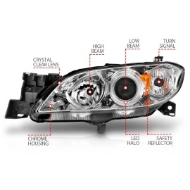 Anzo 121211 - Projector Headlights w/ RX Halo (Chrome Housing, Clear Lens)