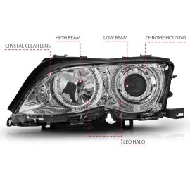 Anzo 121212 - Projector Headlights w/ Halo (Chrome Housing, Clear Lens)