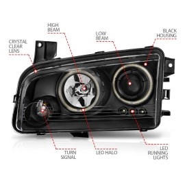 Anzo 121218 - Projector Headlights w/ RX Halo (Black Housing, Clear Lens)