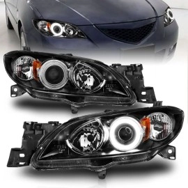 Anzo 121228 - Projector Headlights w/ RX Halo (Black Housing, Clear Lens)