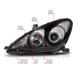 Anzo 121232 - Projector Headlights w/ RX Halo (Black Housing, Clear Lens)