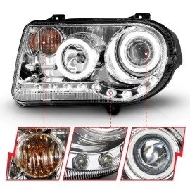 Anzo 121250 - G2 Projector Headlights w/ RX Halo (Chrome Housing, Clear Lens)