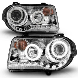 Anzo 121250 - G2 Projector Headlights w/ RX Halo (Chrome Housing, Clear Lens)