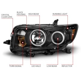 Anzo 121280 - Projector Headlights w/ RX Halo (Black Housing, Clear Lens)
