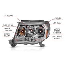 Anzo 121281 - Projector Headlights w/ RX Halo (Chrome Housing, Clear Lens)