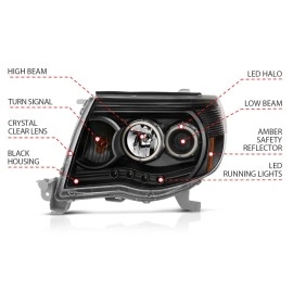 Anzo 121282 - Projector Headlights w/ RX Halo (Black Housing, Clear Lens)