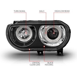 Anzo 121308 - Projector Headlights w/ RX Halo (Black Housing, Clear Lens)