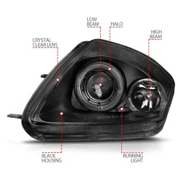 Anzo 121332 - Projector Headlights w/ 2 Halos (Black Housing, Clear Lens)