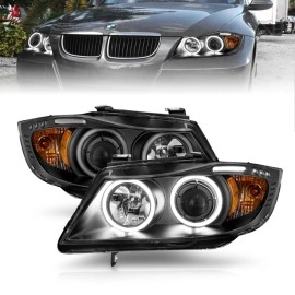 Anzo 121335 - Projector Headlights w/ RX Halo & LED Bar (Black Housing, Clear Lens)