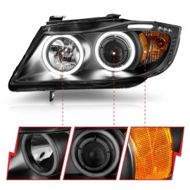 Anzo 121335 - Projector Headlights w/ RX Halo & LED Bar (Black Housing, Clear Lens)