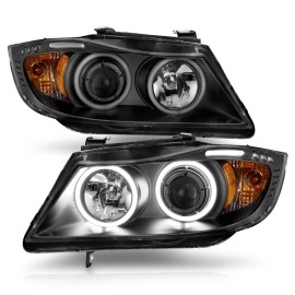 Anzo 121335 - Projector Headlights w/ RX Halo & LED Bar (Black Housing, Clear Lens)