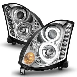 Anzo 121364 - Projector Headlights w/ RX Halo (Chrome Housing, Clear Lens)