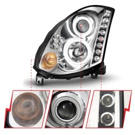 Anzo 121364 - Projector Headlights w/ RX Halo (Chrome Housing, Clear Lens)
