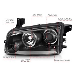 Anzo 121381 - Projector Headlights w/ Halo (Black Housing, Clear Lens)