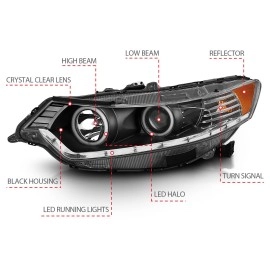 Anzo 121393 - Projector Headlights w/ RX Halo (Black Housing, Clear Lens)