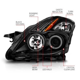 Anzo 121395 - Projector Headlights w/ RX Halo (Black Housing, Clear Lens)