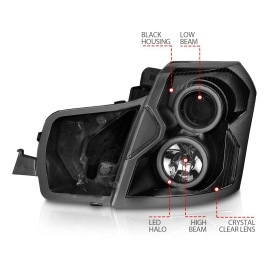 Anzo 121417 - Projector Headlights w/ RX Halo (Black Housing, Clear Lens)