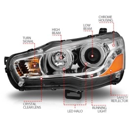 Anzo 121427 - Projector Headlights w/ RX Halo (Chrome Housing, Clear Lens)