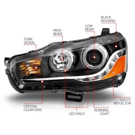 Anzo 121428 - Projector Headlights w/ RX Halo (Black Housing, Clear Lens)