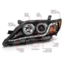 Anzo 121442 - Projector Headlights w/ RX Halo (Black Housing, Clear Lens)