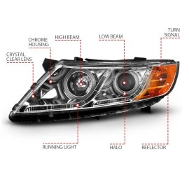 Anzo 121459 - Projector Headlights w/ RX Halo (Chrome Housing, Clear Lens)
