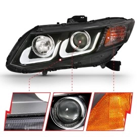 Anzo 121479 - Projector Headlights w/ U-Bar Halo (Black Housing, Clear Lens)