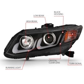Anzo 121479 - Projector Headlights w/ U-Bar Halo (Black Housing, Clear Lens)