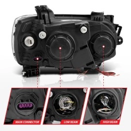 Anzo 121488 - Projector Headlights w/ RX Halo (Black Housing, Clear Lens)