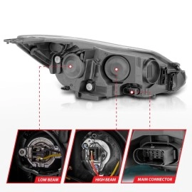 Anzo 121490 - Plank Style Projector Headlights (Black Housing, Clear Lens)